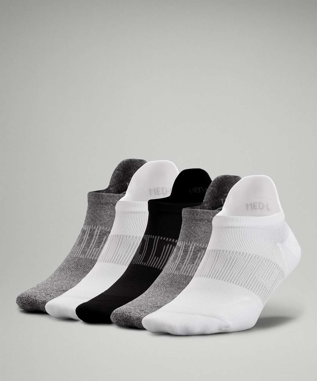 Lululemon Power Stride Tab Sock 5 Pack - White / Heather Grey / Black