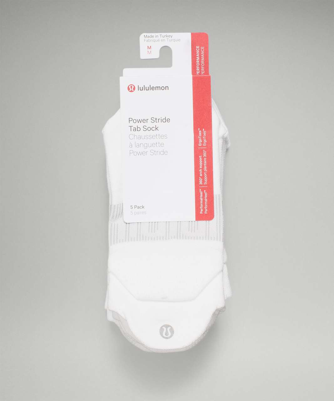 Lululemon Power Stride Tab Sock 5 Pack - White