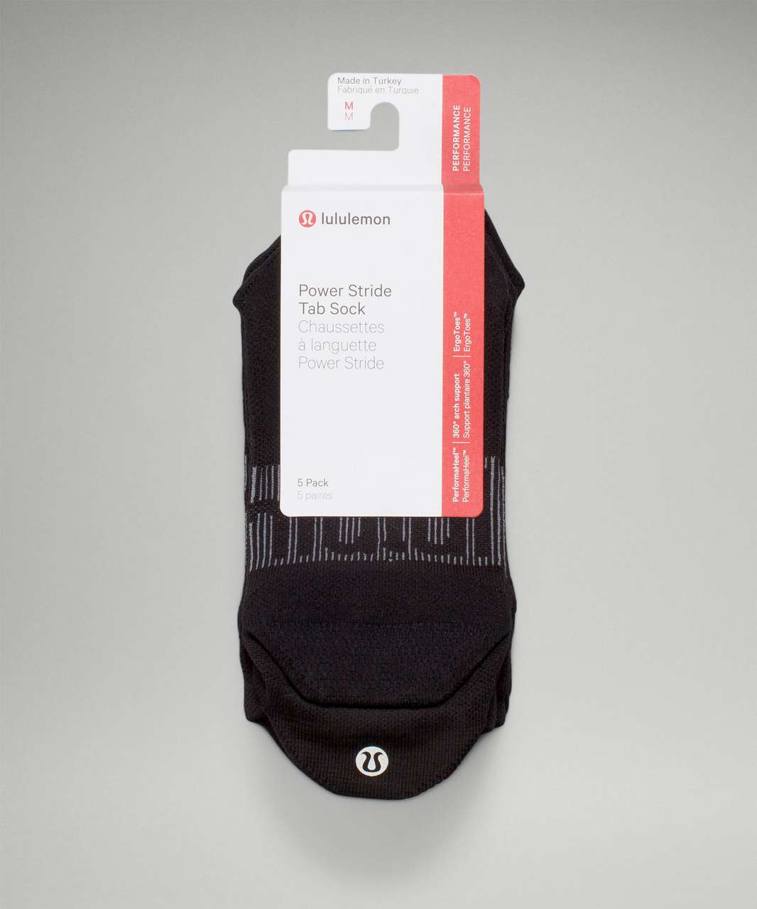 Lululemon Power Stride Tab Sock 5 Pack - Black