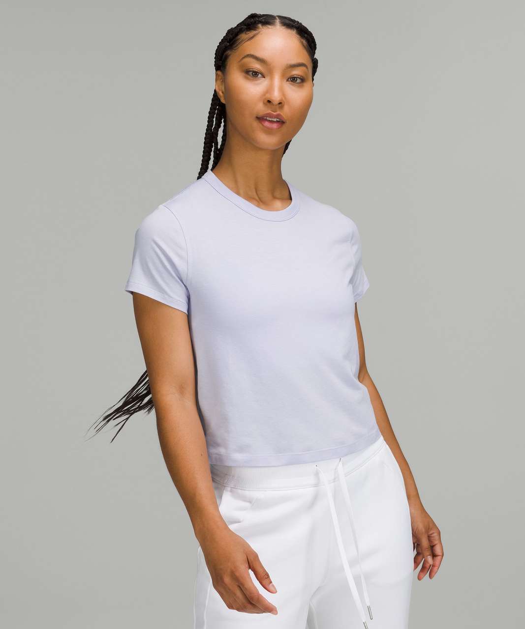 Basic White Cotton Blend Fitted T Shirt