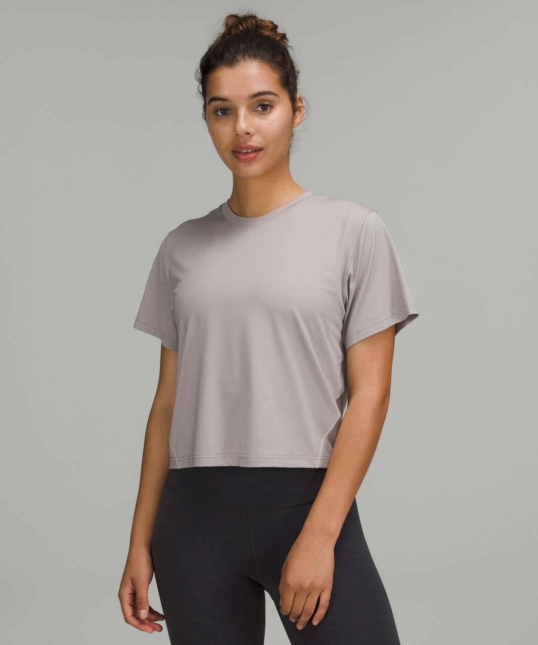 Lululemon Ventilated Open-Back Training T-Shirt - Mauve Grey / Light Sage