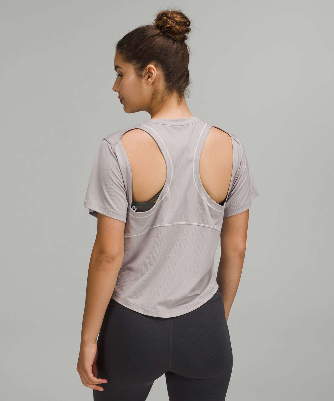 Lululemon Ventilated Open-Back Training T-Shirt - Mauve Grey / Light Sage