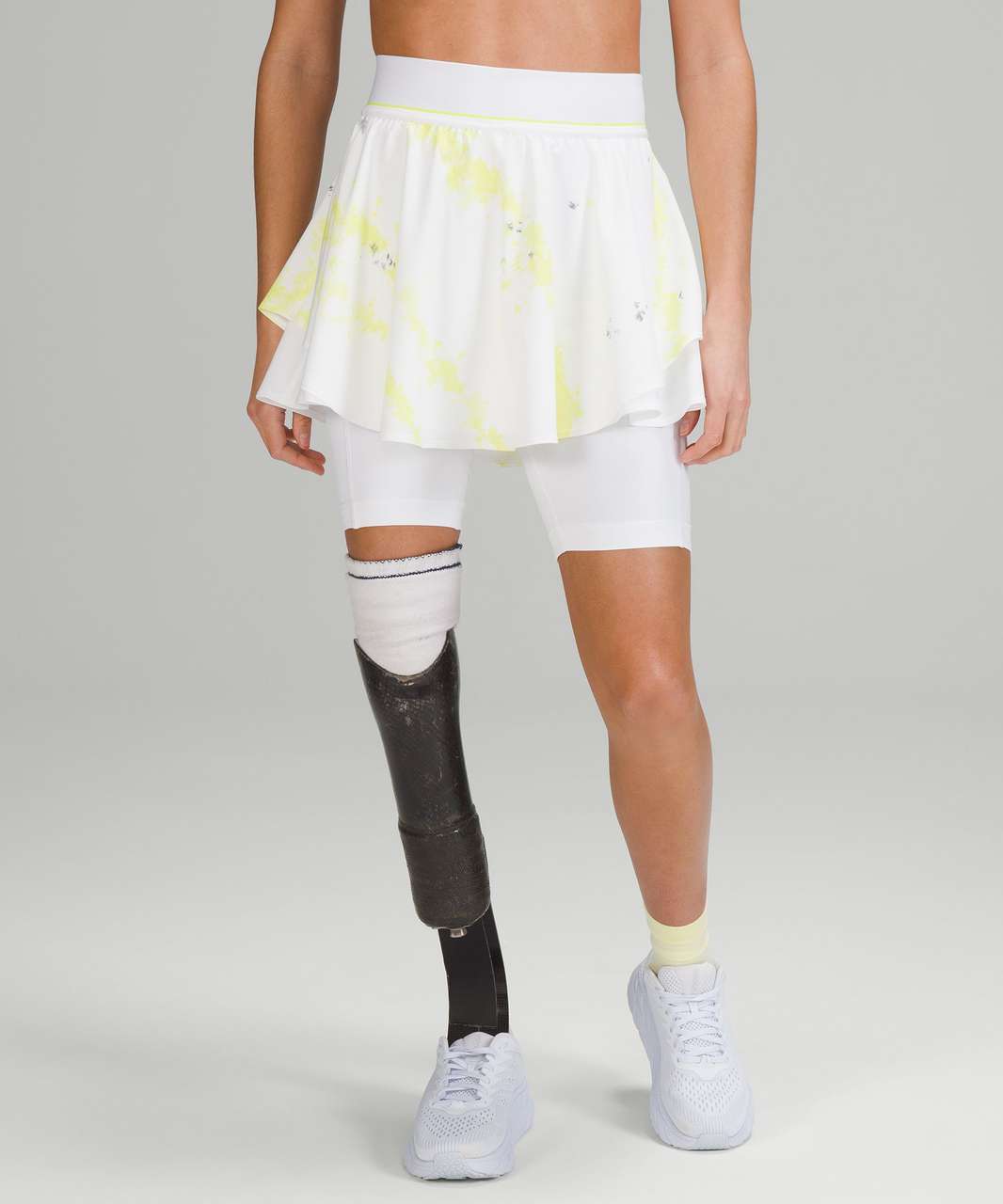 Lululemon Court Rival High-Rise Skirt *Extended Liner - Cross Court Wash Electric Lemon Multi / White