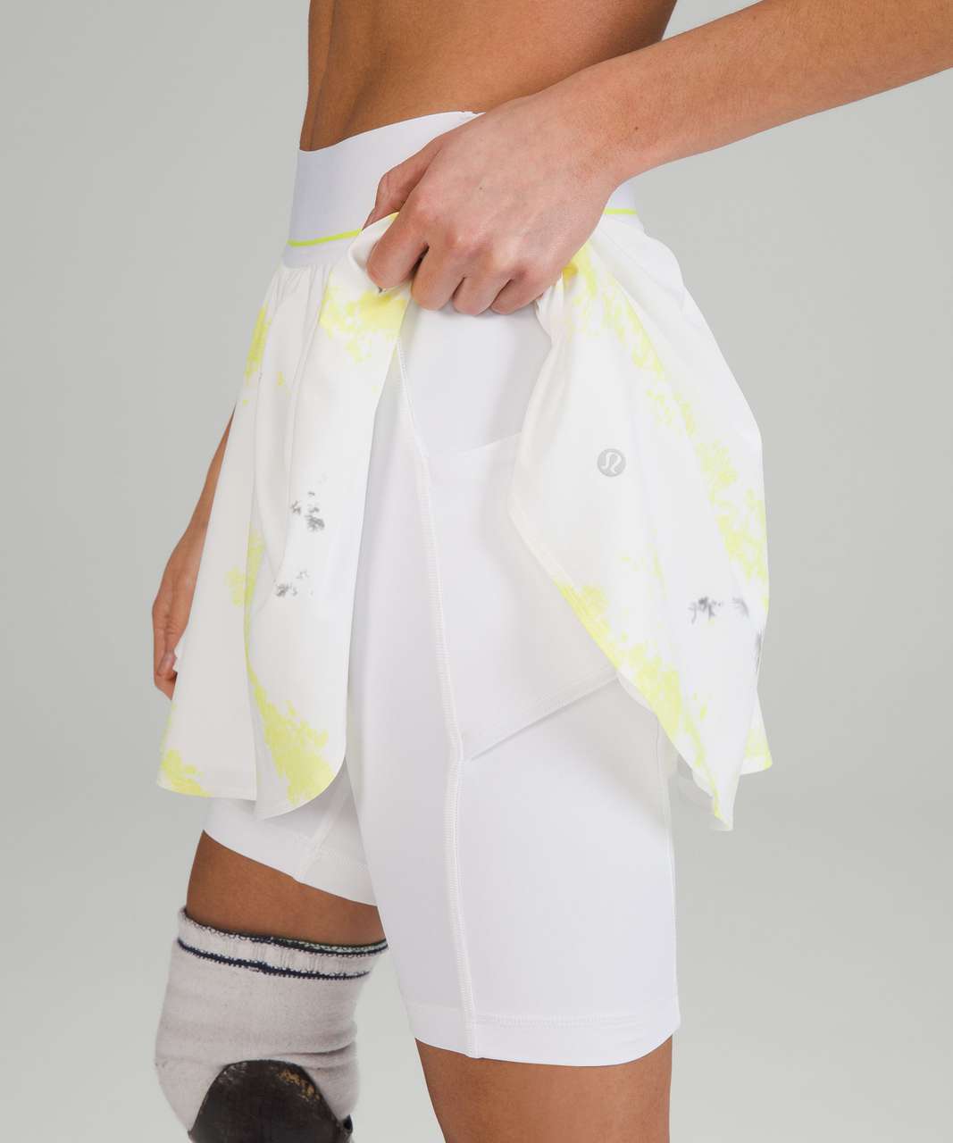 Lululemon Court Rival High-Rise Skirt *Extended Liner - Cross Court Wash Electric Lemon Multi / White