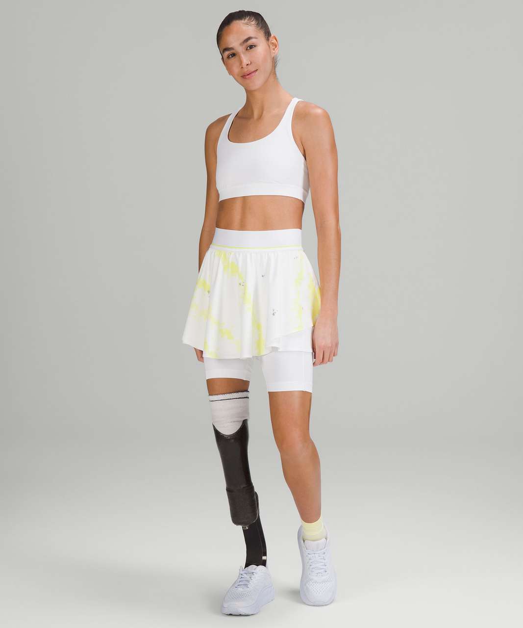 Lululemon Court Rival High-Rise Skirt *Extended Liner - Cross Court Wash Electric Lemon Multi / White