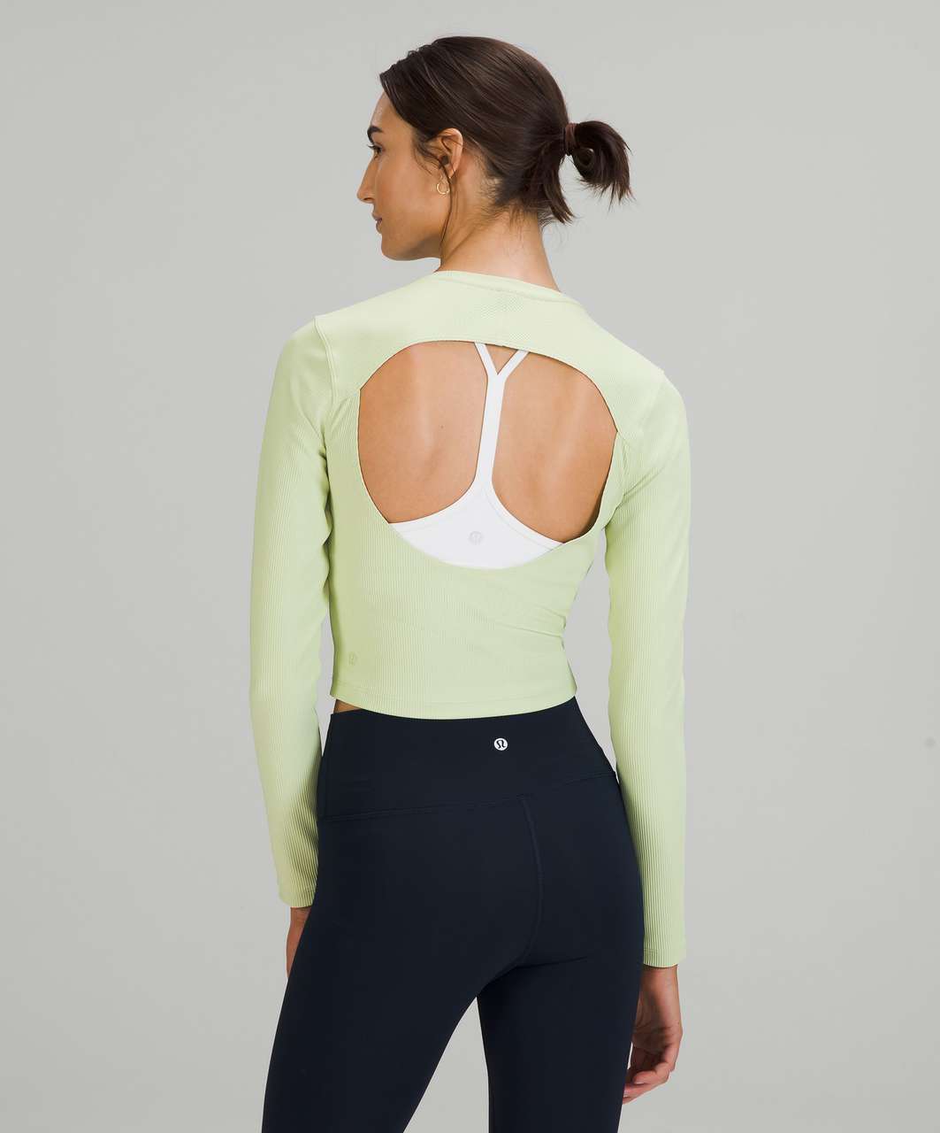 Lululemon Ribbed Open-Back Yoga Long Sleeve Shirt - Creamy Mint