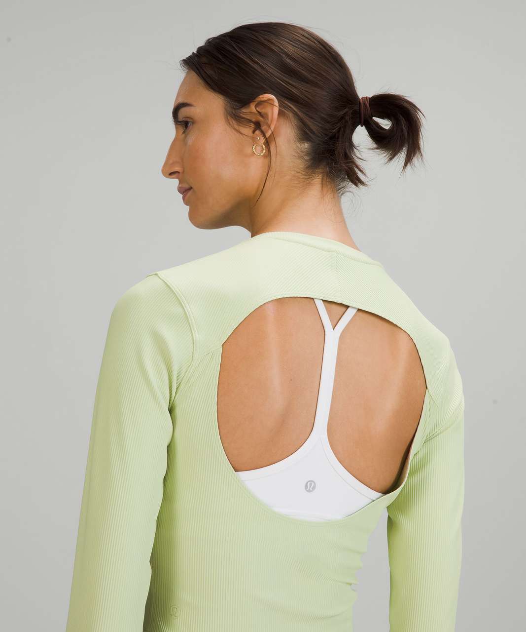 Lululemon Ribbed Open-Back Yoga Long Sleeve Shirt - Creamy Mint