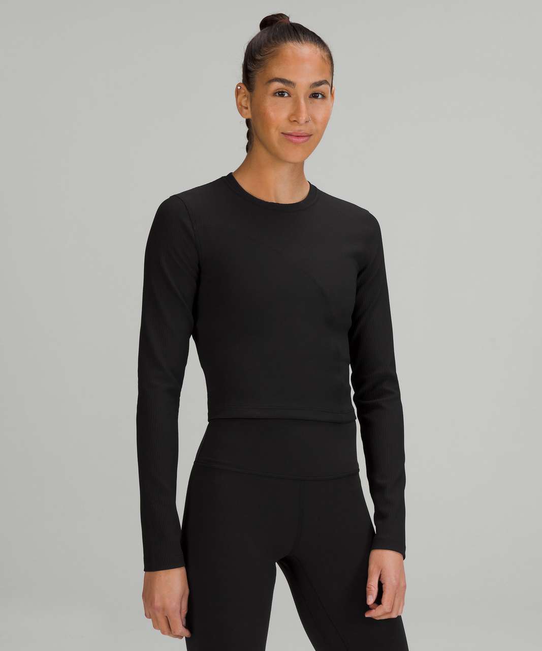 LULULEMON Women's(No Size Tag) Top Long Sleeve Shirt Side Slits Black