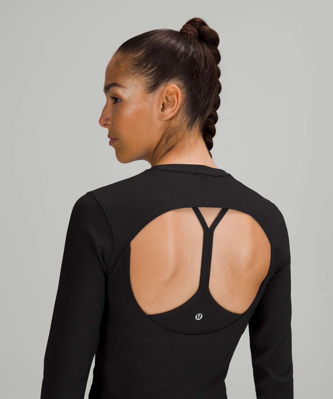 Lululemon Ribbed Open-Back Yoga Long Sleeve Shirt - Black