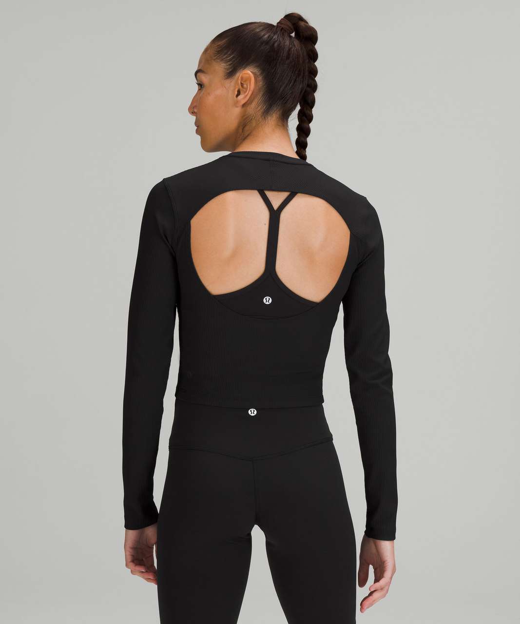 Lululemon Ribbed Open-Back Yoga Long Sleeve Shirt - Black - lulu fanatics