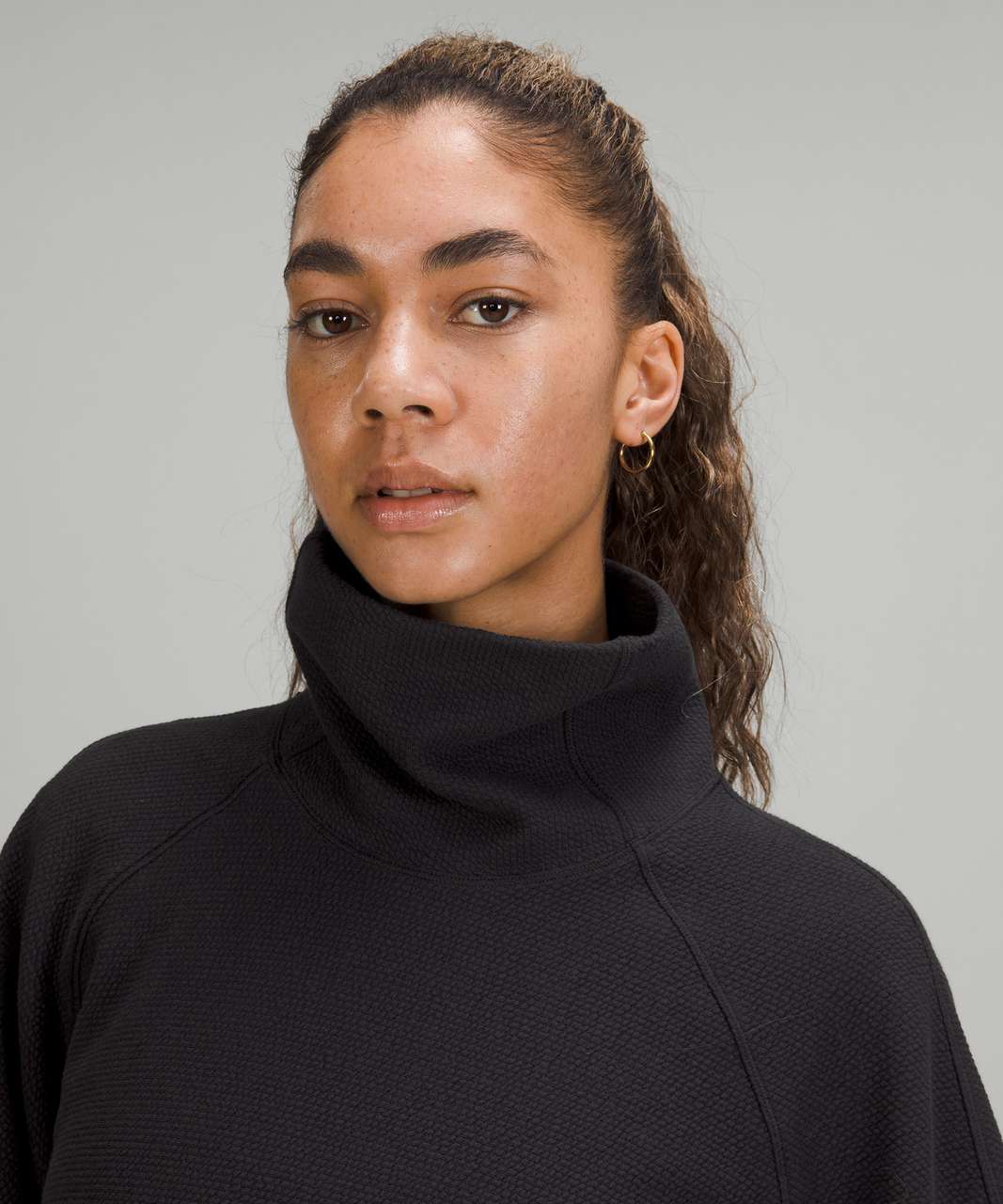 Lululemon Textured Funnel-Neck Pullover - Black - lulu fanatics