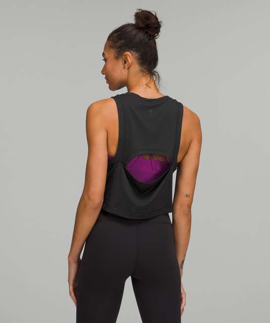 Lululemon Open-Back Cropped Training Tank Top - Mauve Grey