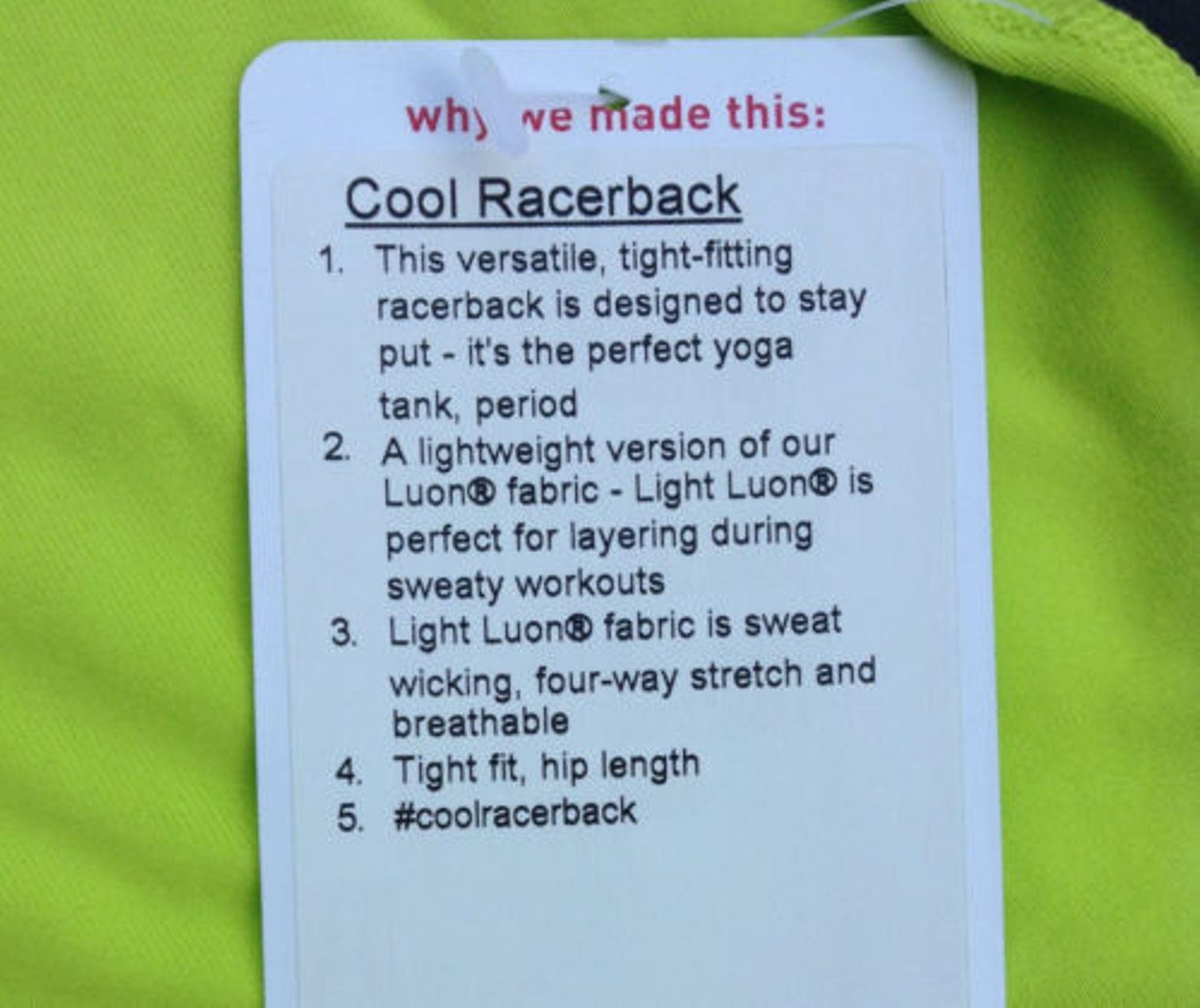 Lululemon Cool Racerback - Antidote