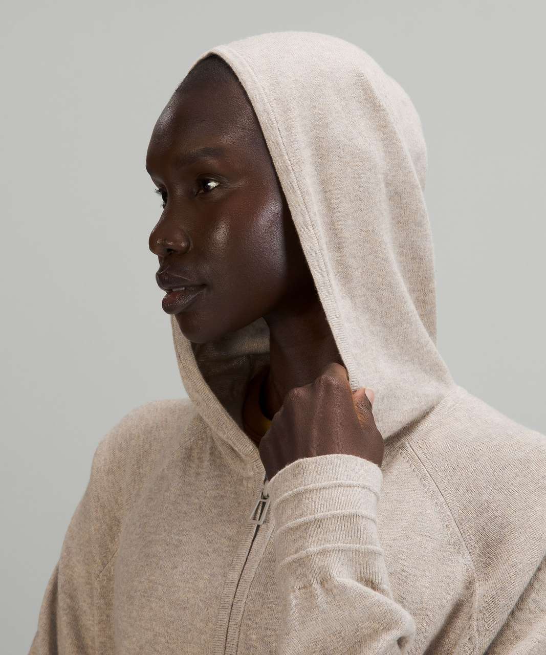 Lululemon Cotton-Cashmere Knit Hoodie - Heathered Raw Linen