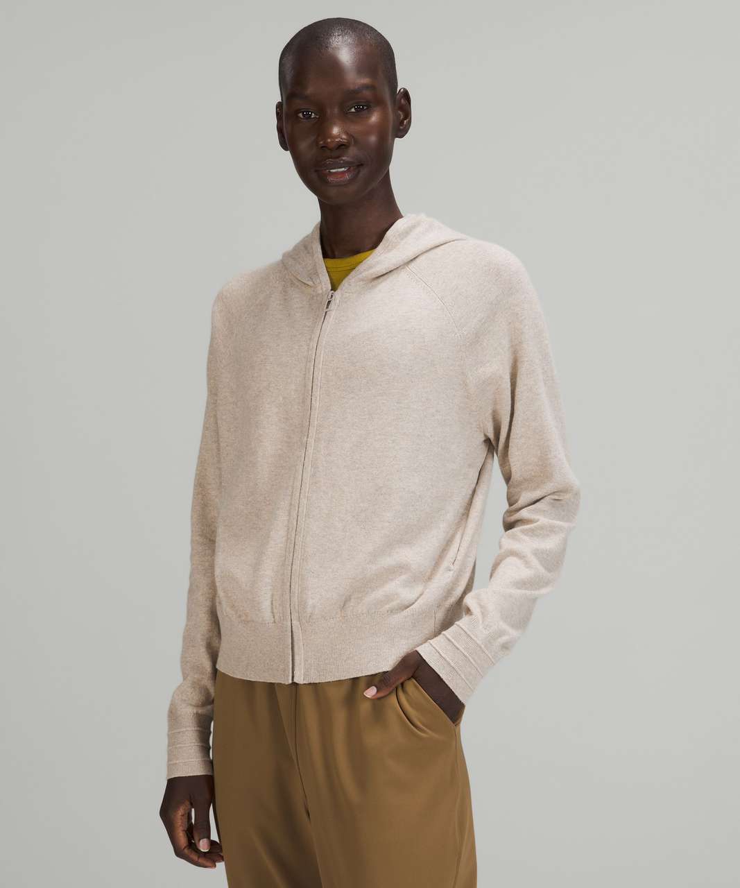 Lululemon Cotton-Cashmere Knit Hoodie - Heathered Raw Linen