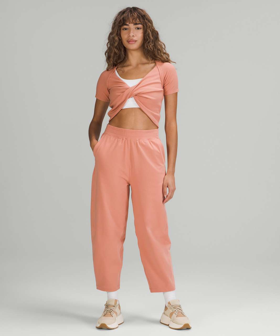 Lululemon LA Twist Front Crop Top - Pink Savannah - lulu fanatics