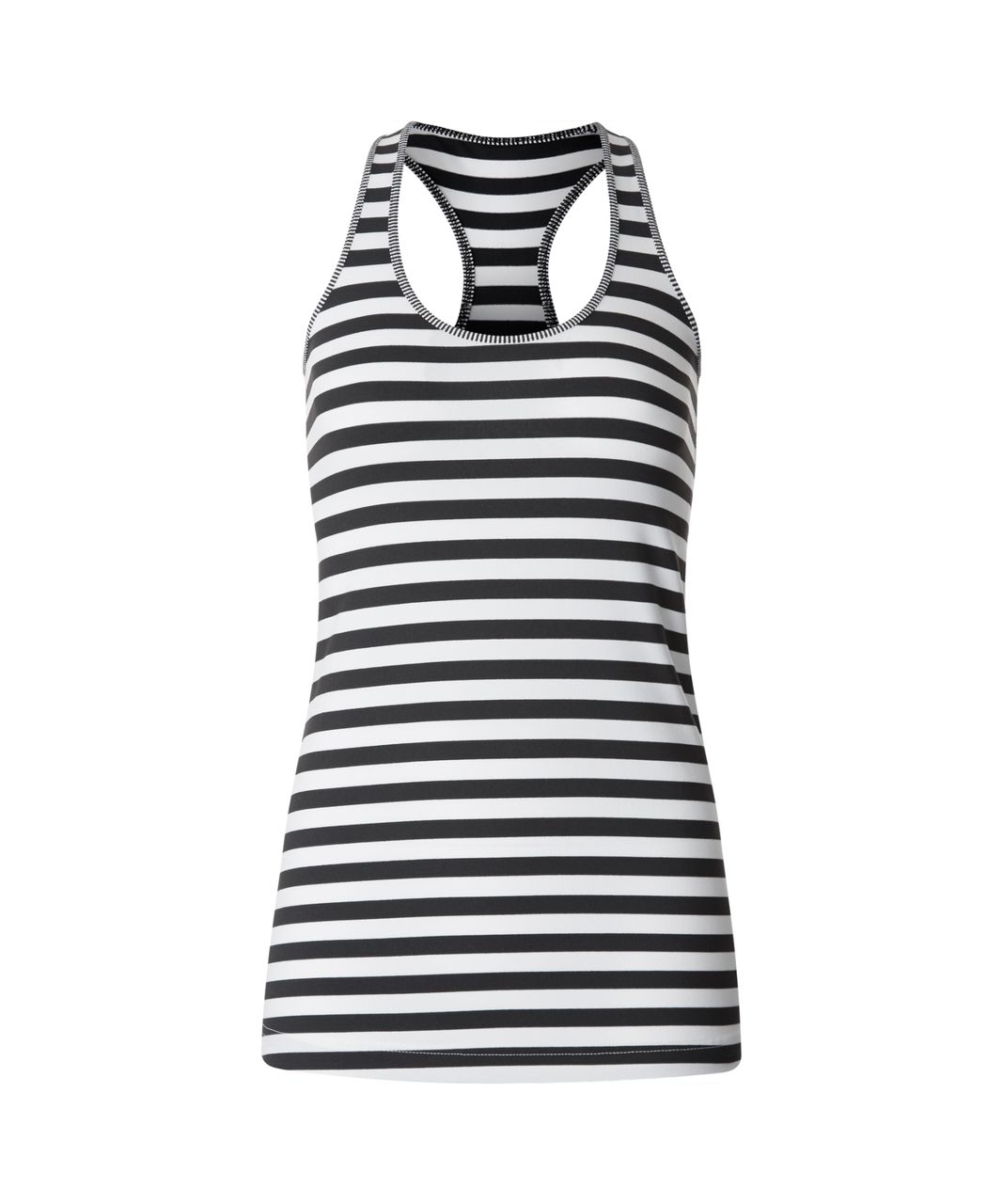 Lululemon black & white stripe I run for cheese tan top women's 6