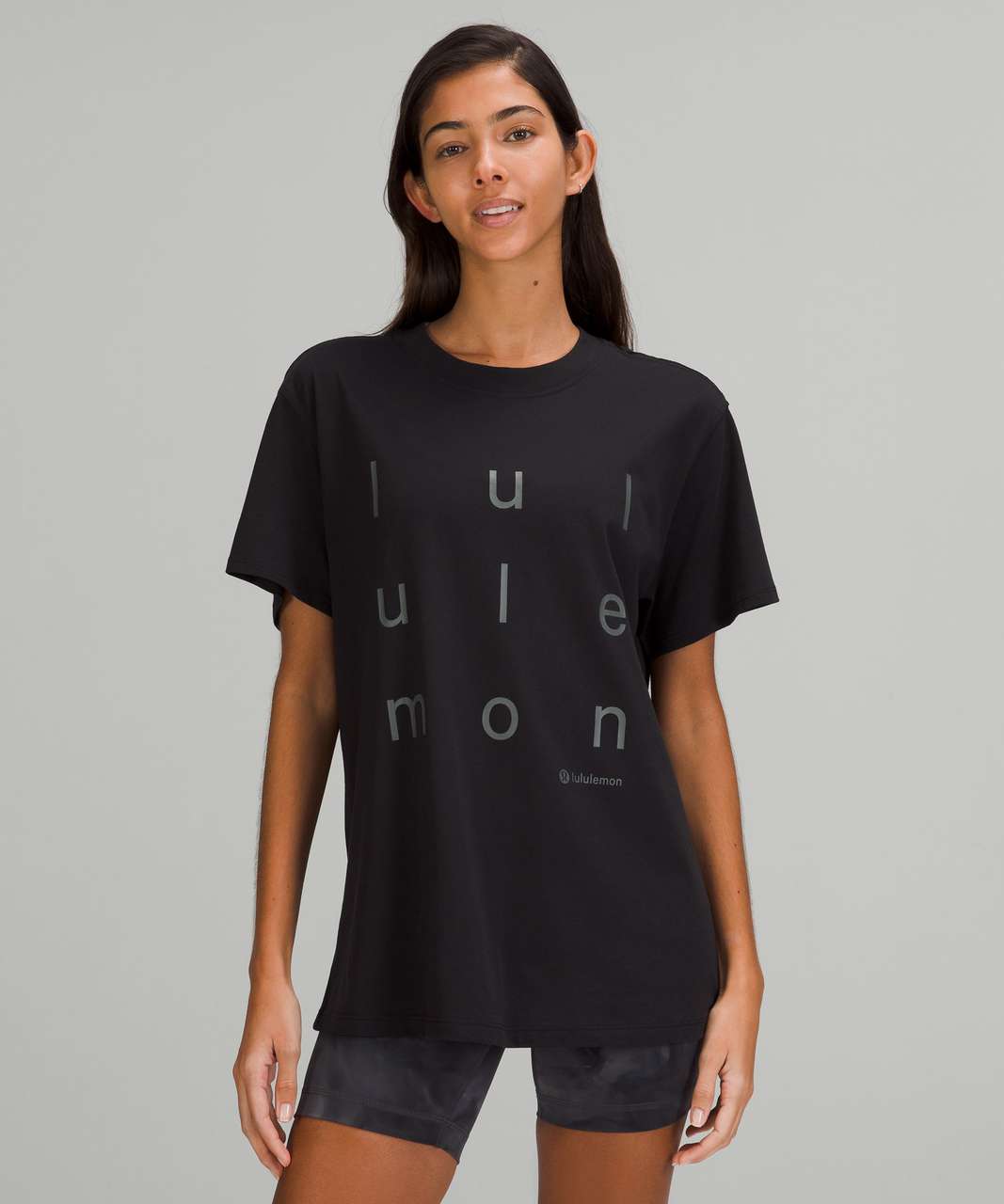 Lululemon All Yours Cotton T Shirt Motif Black lulu fanatics