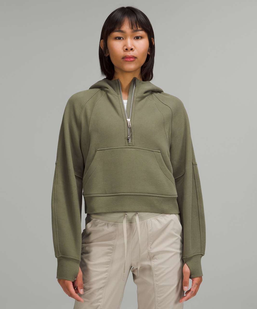 Lululemon Scuba Oversized Half-Zip Hoodie - Medium Olive - lulu