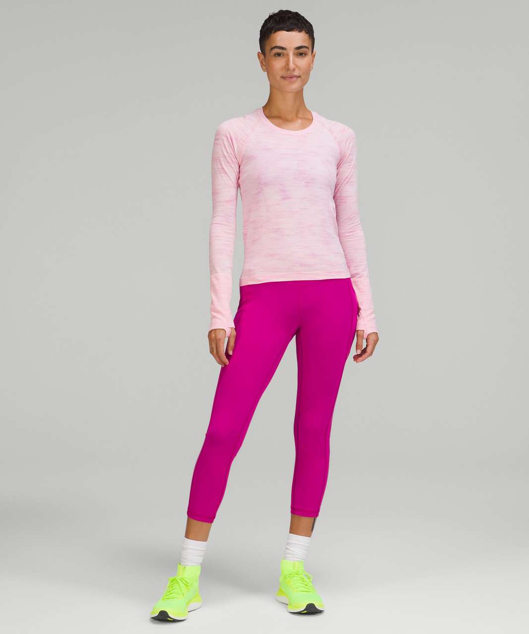 Lululemon Swiftly Tech Long Sleeve Shirt 2.0 *Race Length - Chroma Check Strawberry Milkshake / Strawberry Milkshake Multi