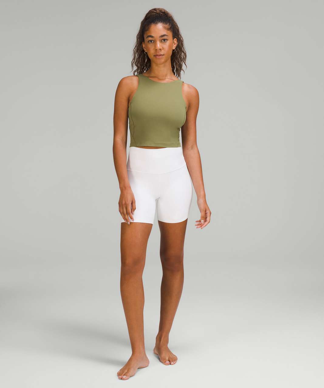 Bronze green align tank (8) paired with black align shorts 8” (6) : r/ lululemon