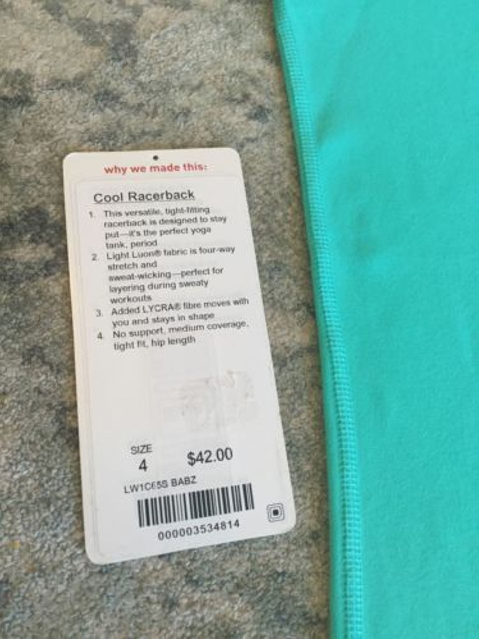 Lululemon Cool Racerback - Bali Breeze