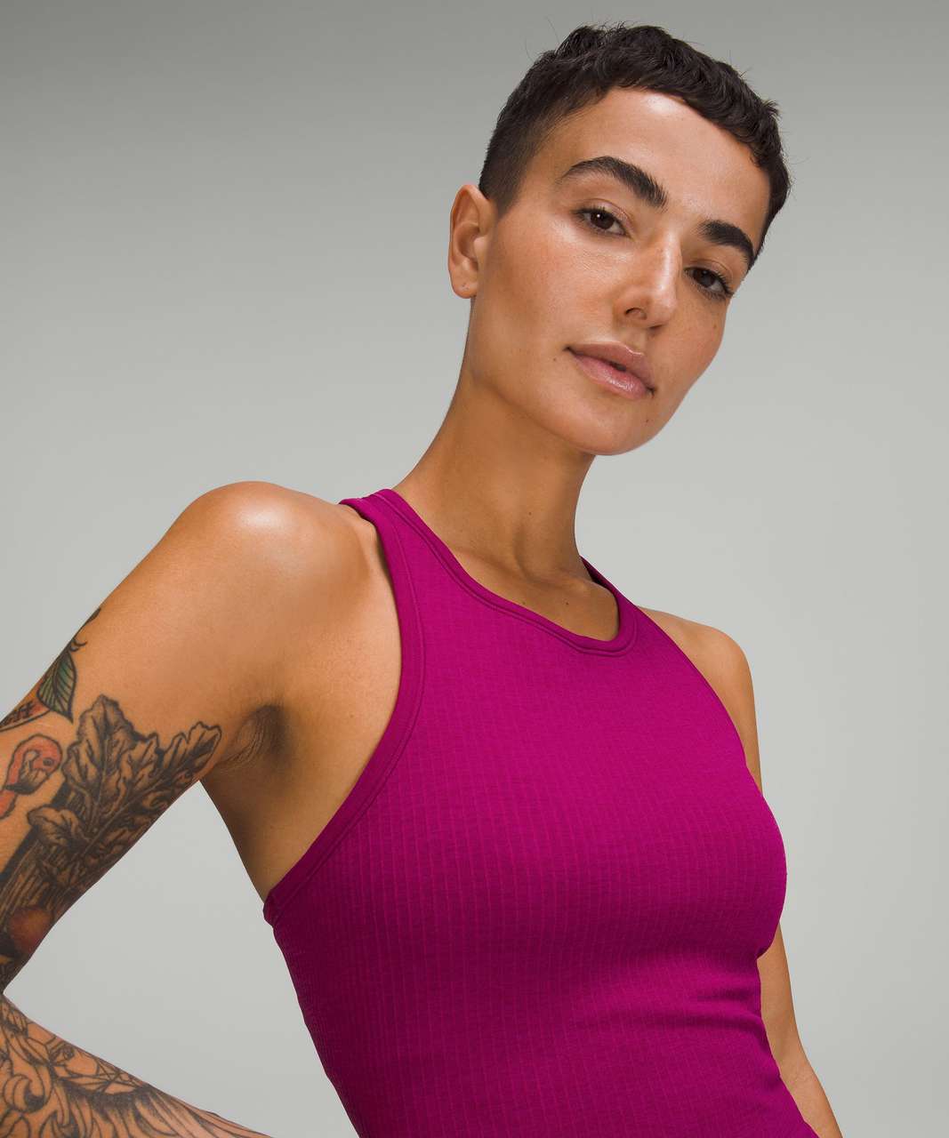 Lululemon Ebb to Street Cropped Racerback Tank Top - Magenta Purple