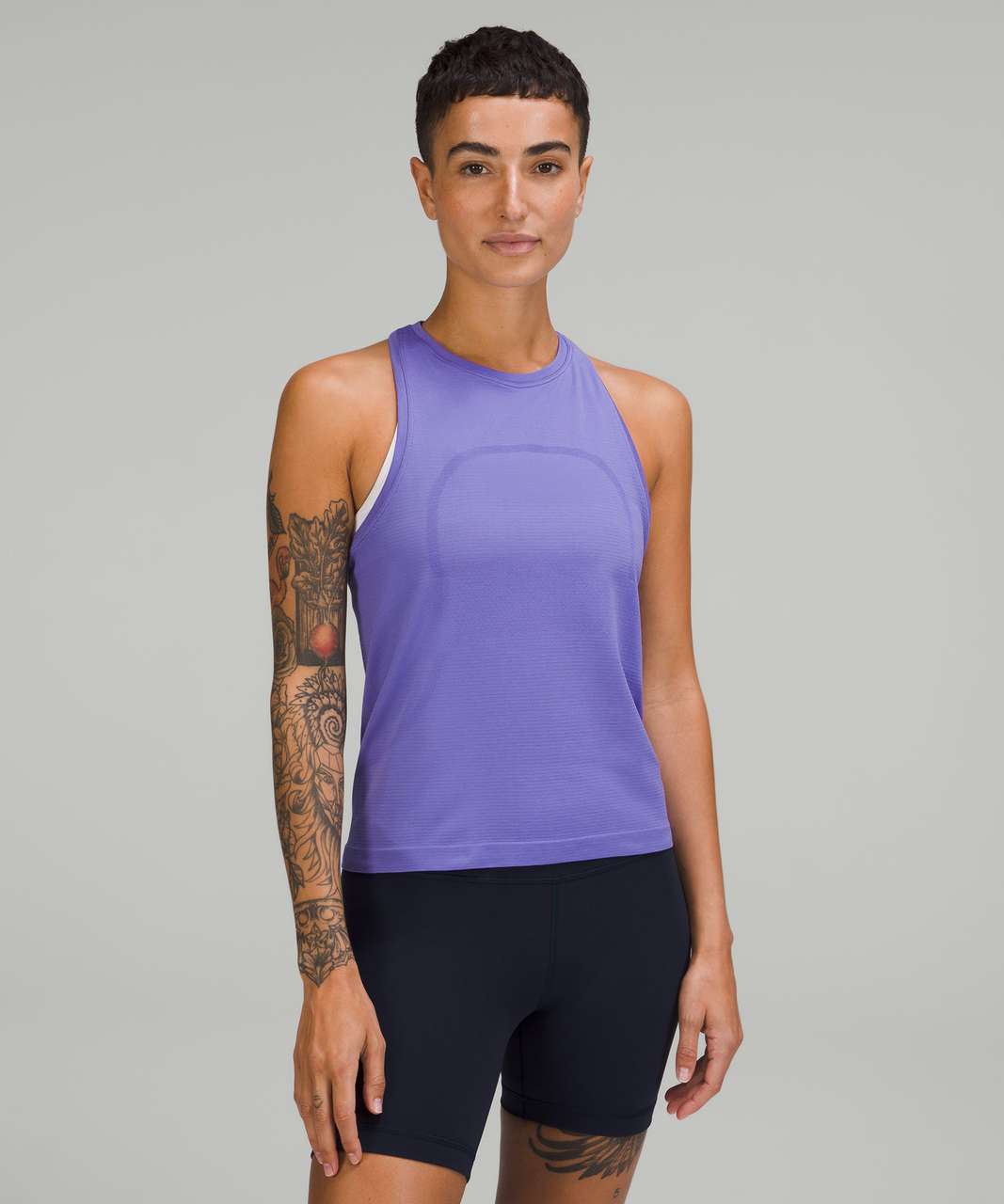 Lululemon Swiftly Tech High Neck Racerback Tank 2.0 - Black / Black - lulu  fanatics