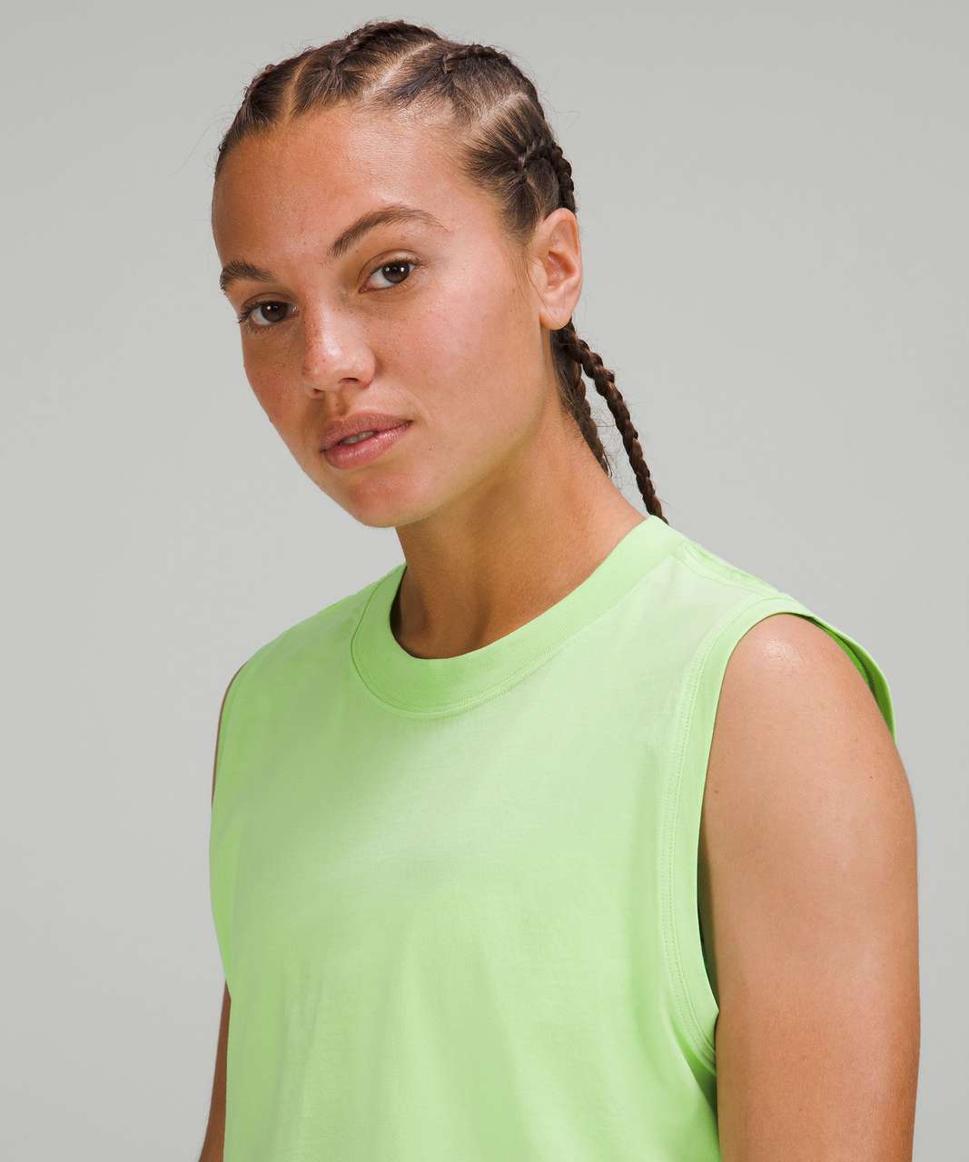 Lululemon All Yours Cropped Cotton Tank Top - Green - Size 6 Pima Fabric