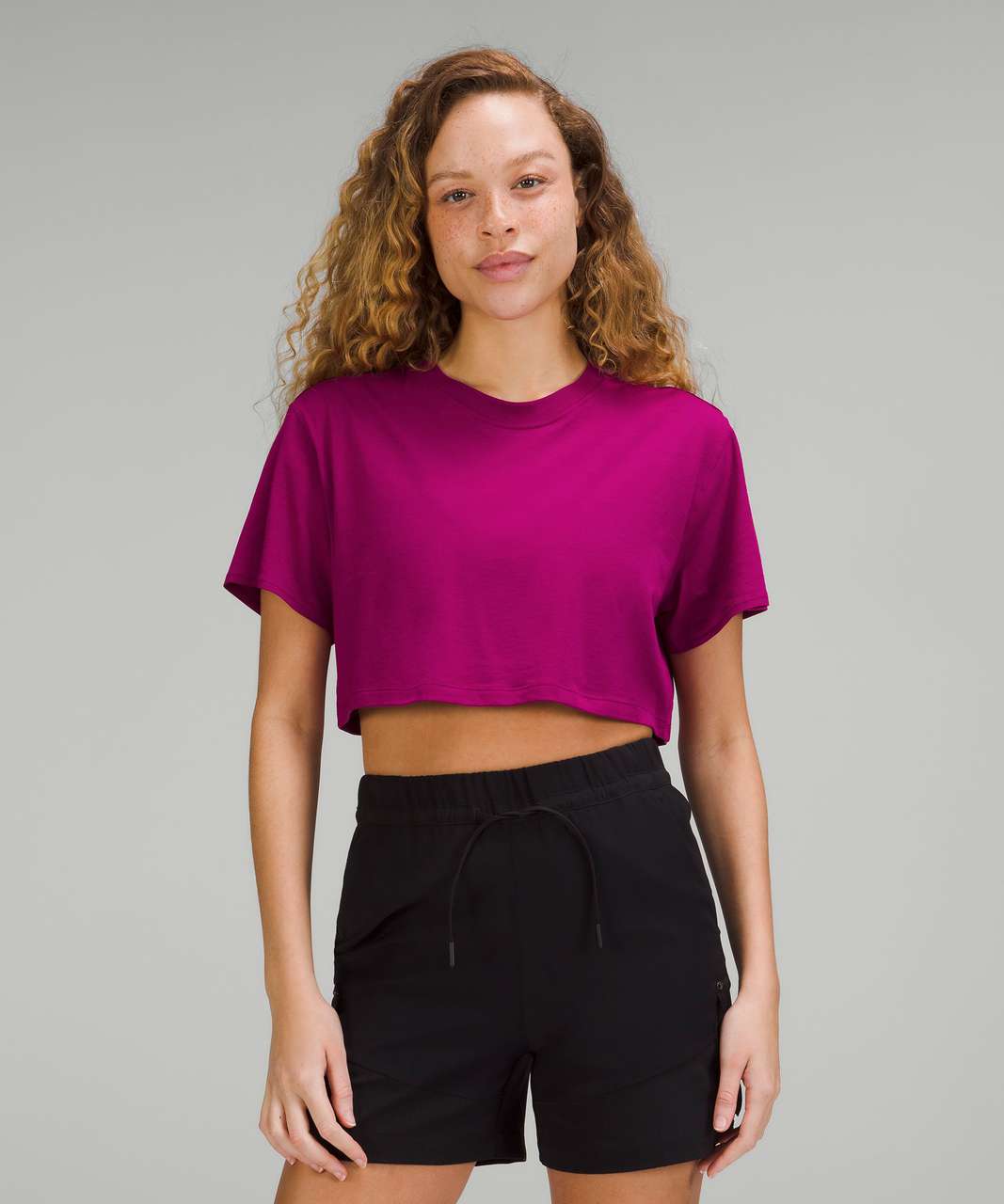 Lululemon All Yours Cropped T-Shirt - Magenta Purple - lulu fanatics