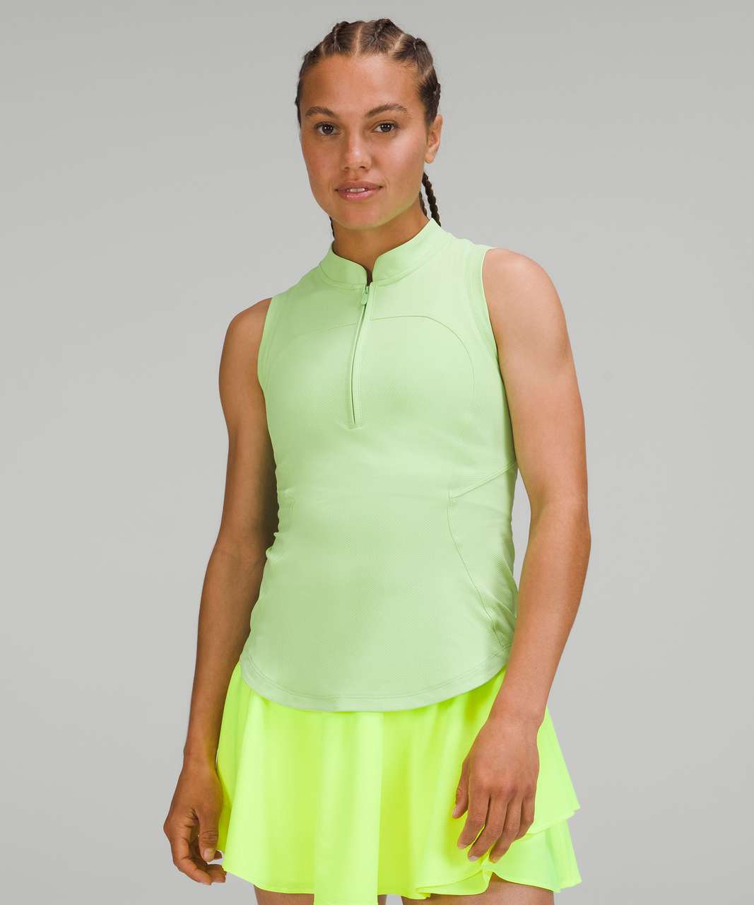 Lululemon Front Zip Mock-Neck Tennis Tank Top - Scream Green Light