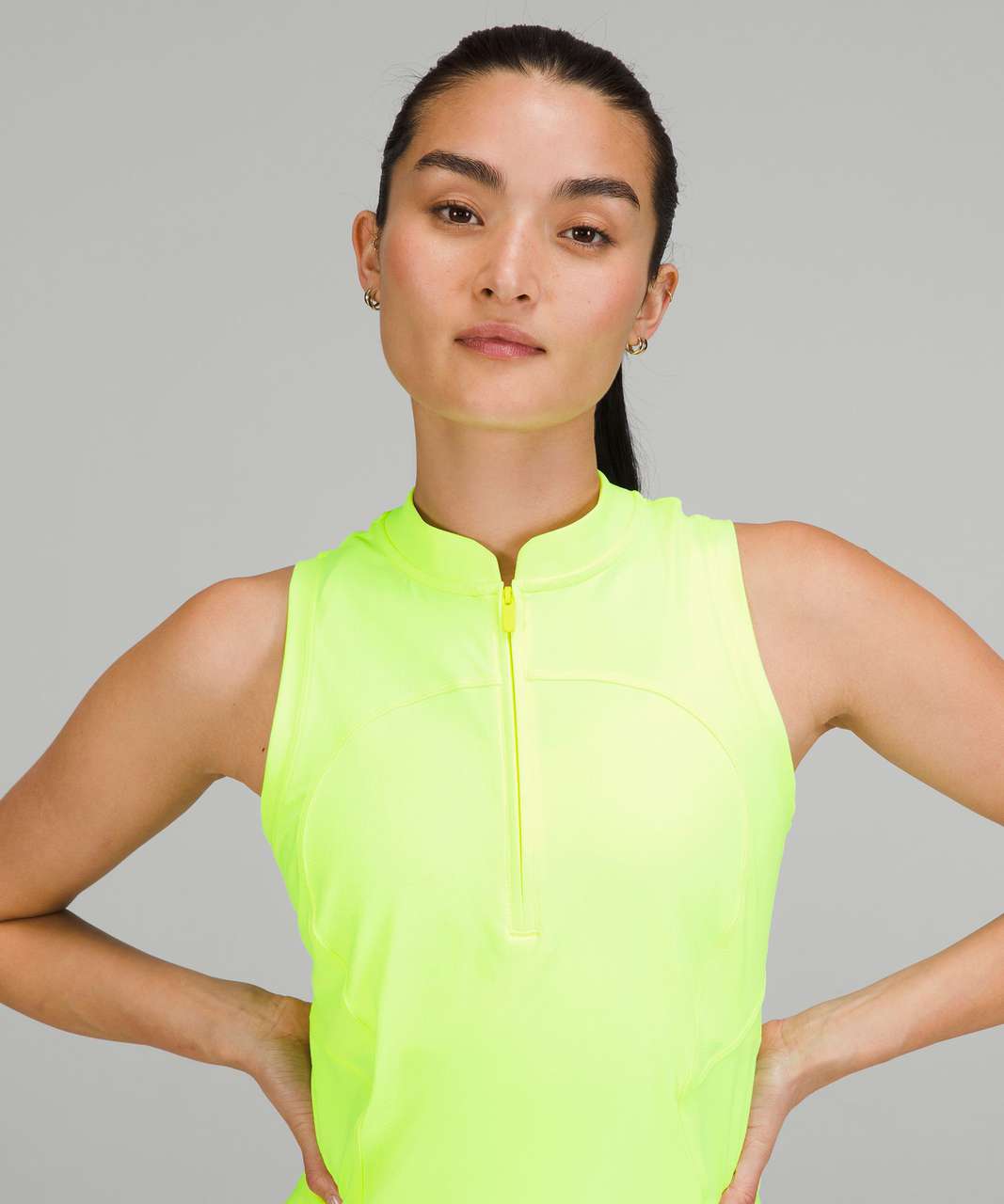 Lululemon Front Zip Mock-Neck Tennis Tank Top - Highlight Yellow