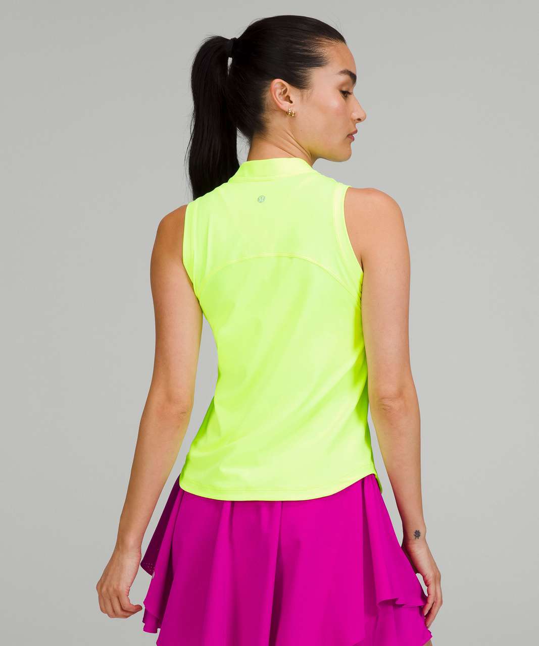 Lululemon Front Zip Mock-Neck Tennis Tank Top - Highlight Yellow