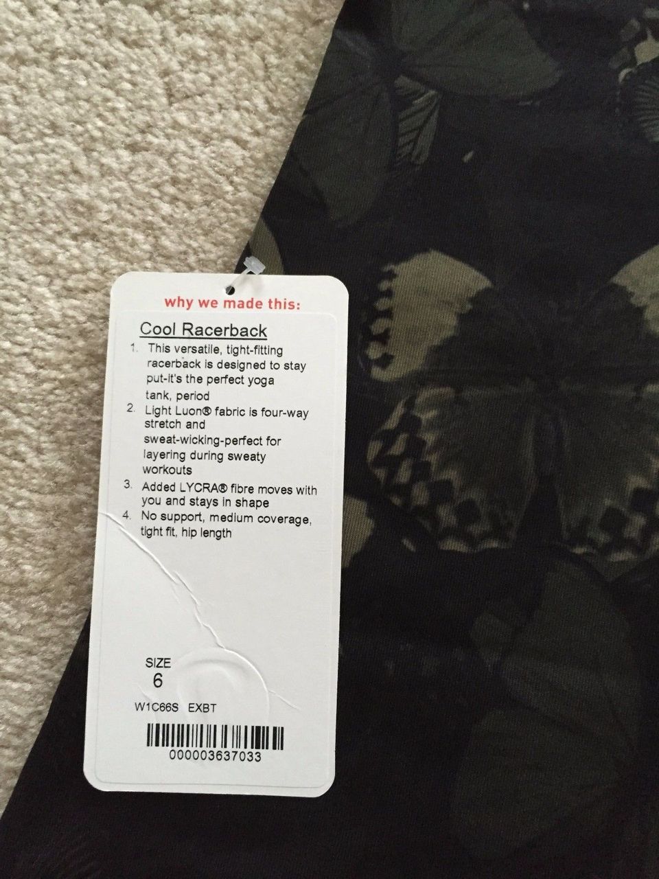 Lululemon Cool Racerback - Biggie So Fly Butterfly Fatigue Green