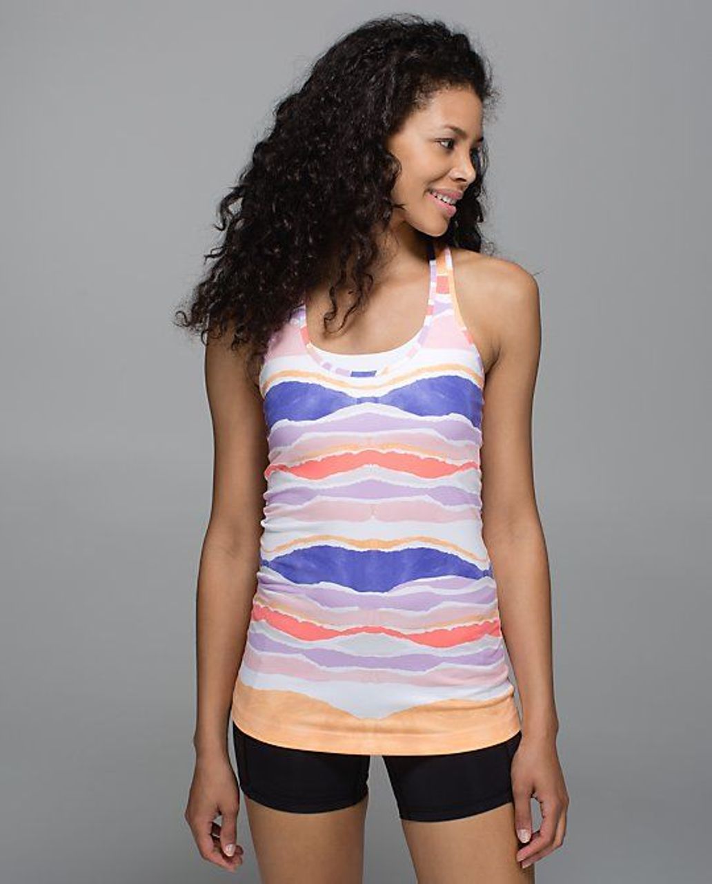 Lululemon Cool Racerback - Beacher Stripe White Iris Flower