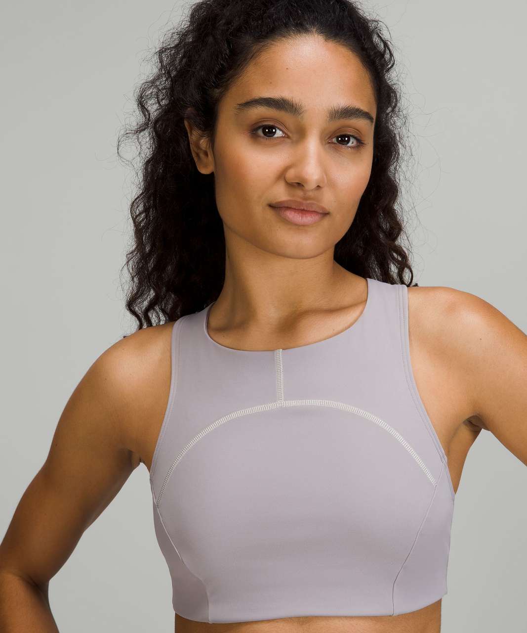 Lululemon Tough Train High-Neck Bra *Medium Support, C/D Cup - Mauve Grey / Light Sage