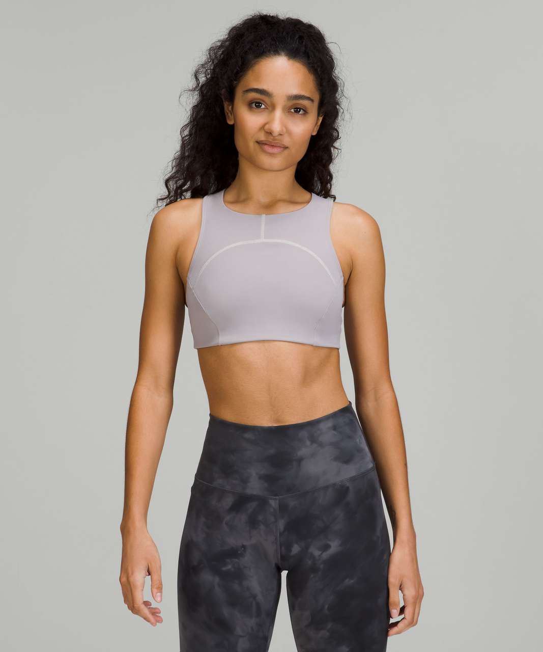 Lululemon Tough Train High-Neck Bra *Medium Support, C/D Cup - Mauve Grey / Light Sage