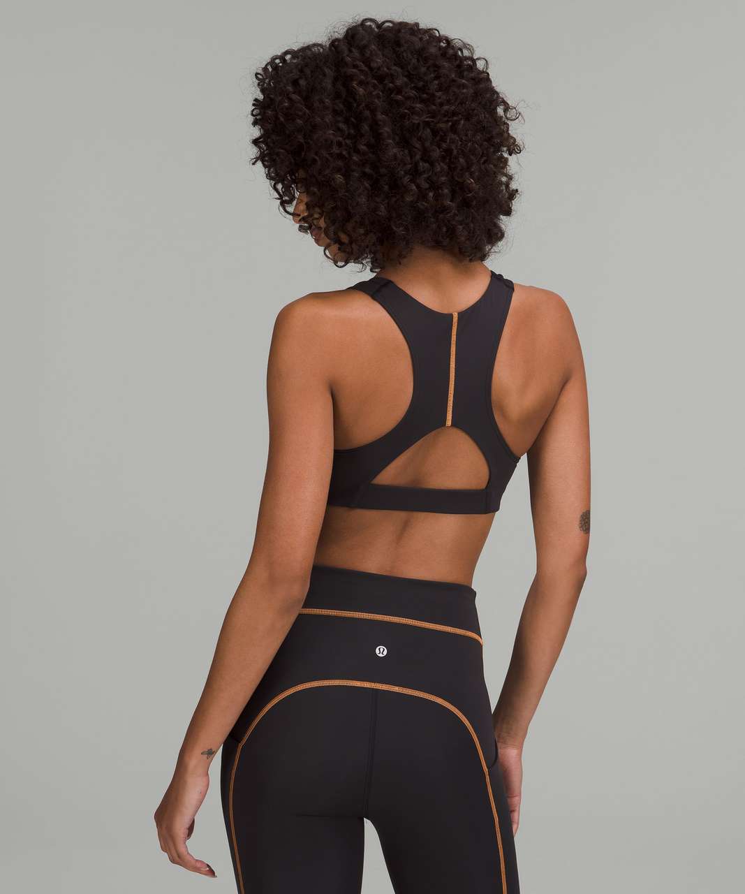 Lululemon Tough Train High-Neck Bra *Medium Support, C/D Cup - Black / Orange Soda