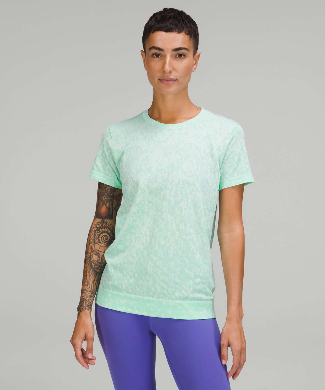 Lululemon Swiftly Relaxed-Fit Short Sleeve T-Shirt - Covered Camo Wild Mint / White