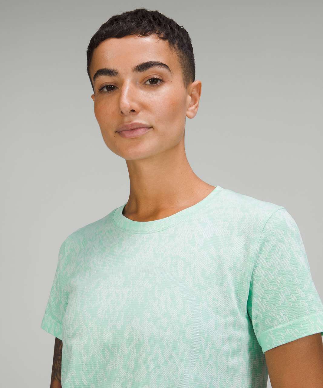 Lululemon Swiftly Relaxed-Fit Short Sleeve T-Shirt - Covered Camo Wild Mint / White