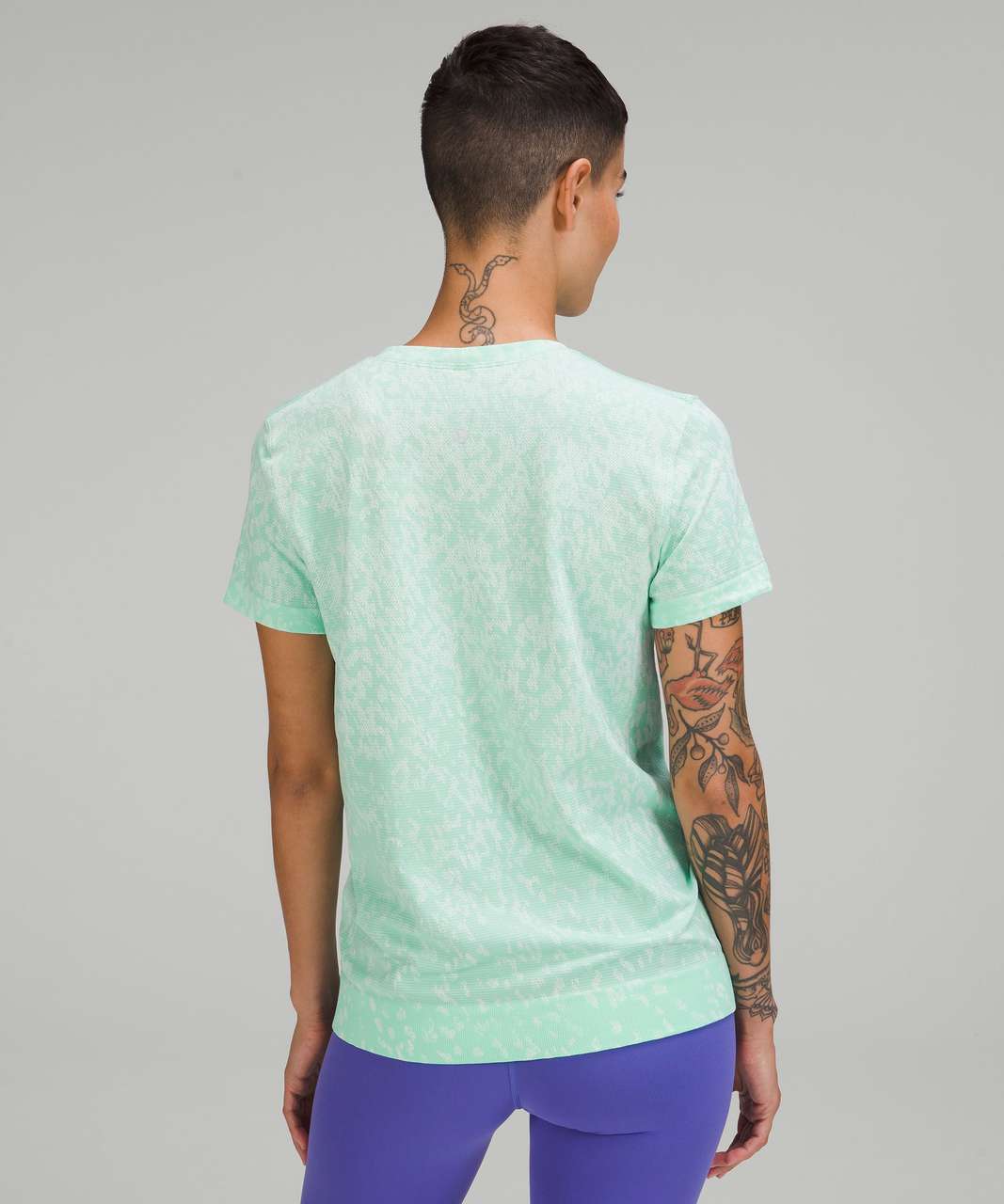 Lululemon Swiftly Relaxed-Fit Short Sleeve T-Shirt - Covered Camo Wild Mint  / White - lulu fanatics