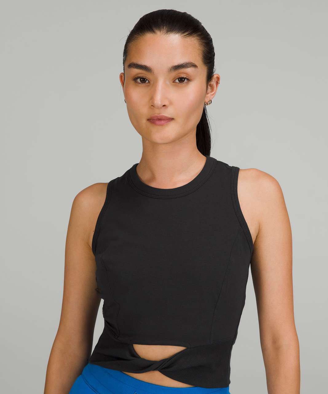 Lululemon Ribbed Softstreme Cropped Tank Top - Black/Neutral - Size 14