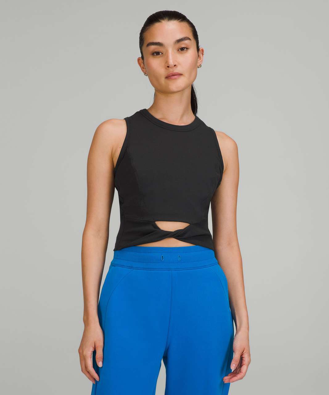 Lululemon Cropped Cotton Ribbed-Band Tank Top - Black