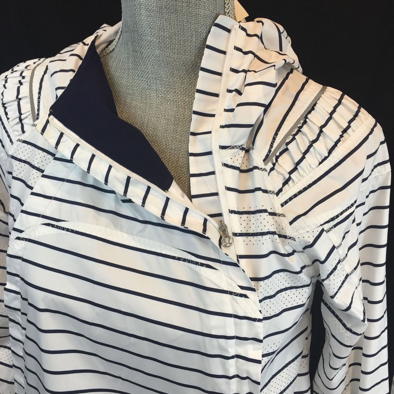 Lululemon Pack and Go Pullover - Quiet Stripe Printed White Deep Indigo