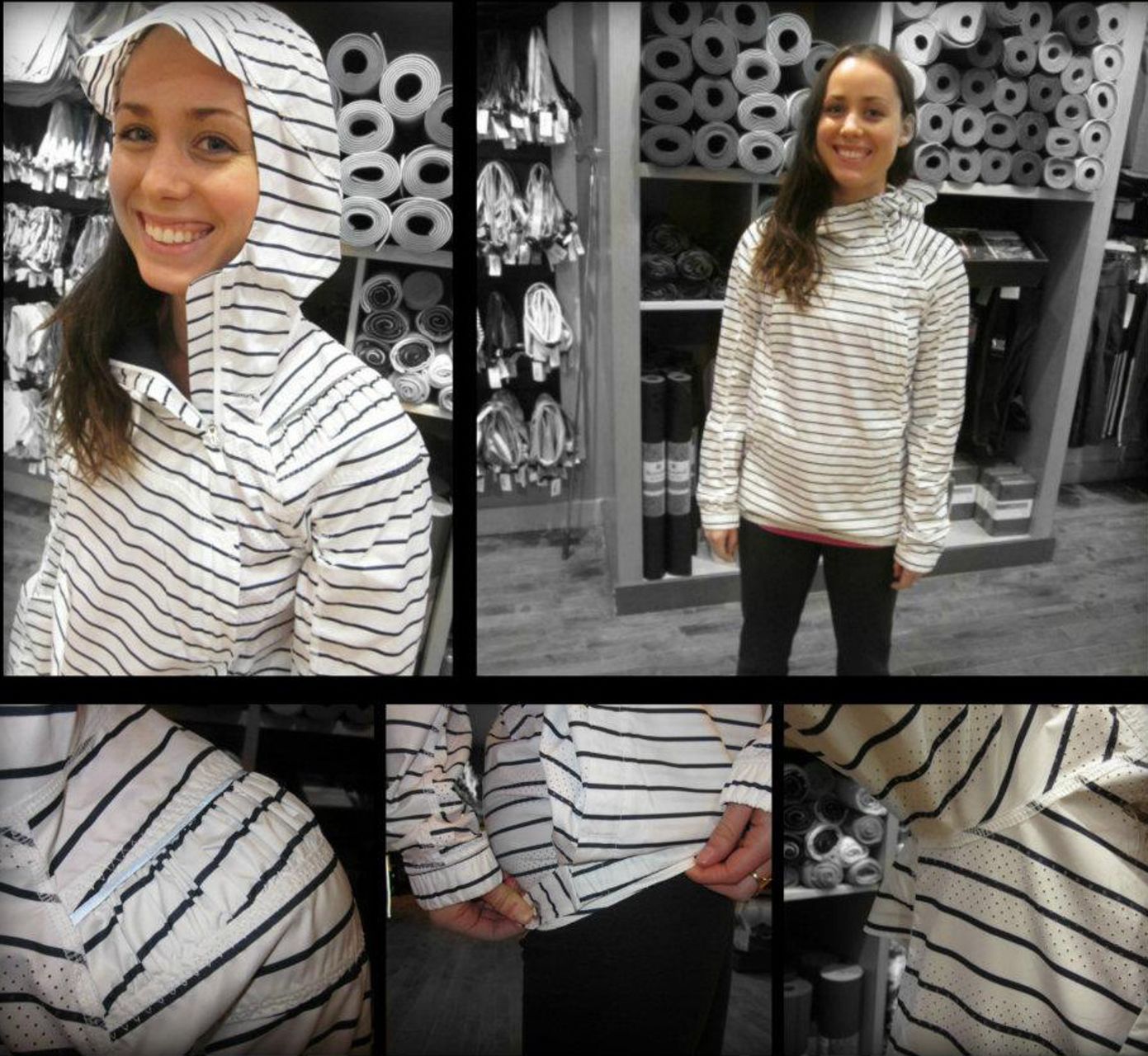 Lululemon Pack and Go Pullover - Quiet Stripe Printed White Deep Indigo