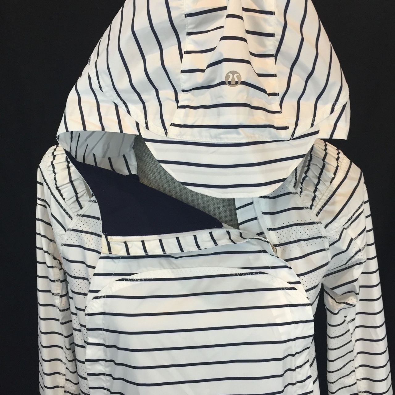 Lululemon Pack and Go Pullover - Quiet Stripe Printed White Deep Indigo