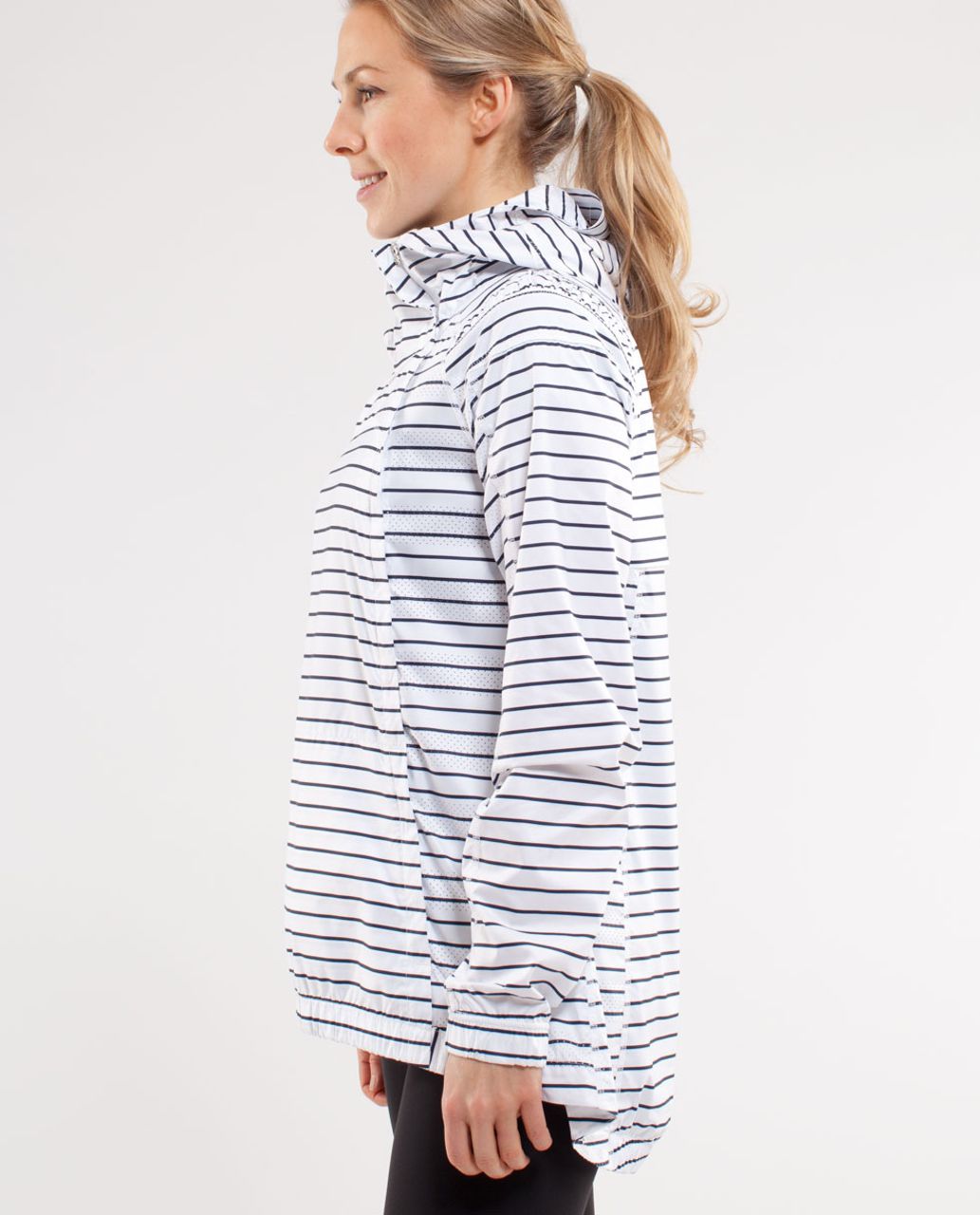 Lululemon Pack and Go Pullover - Quiet Stripe Printed White Deep Indigo