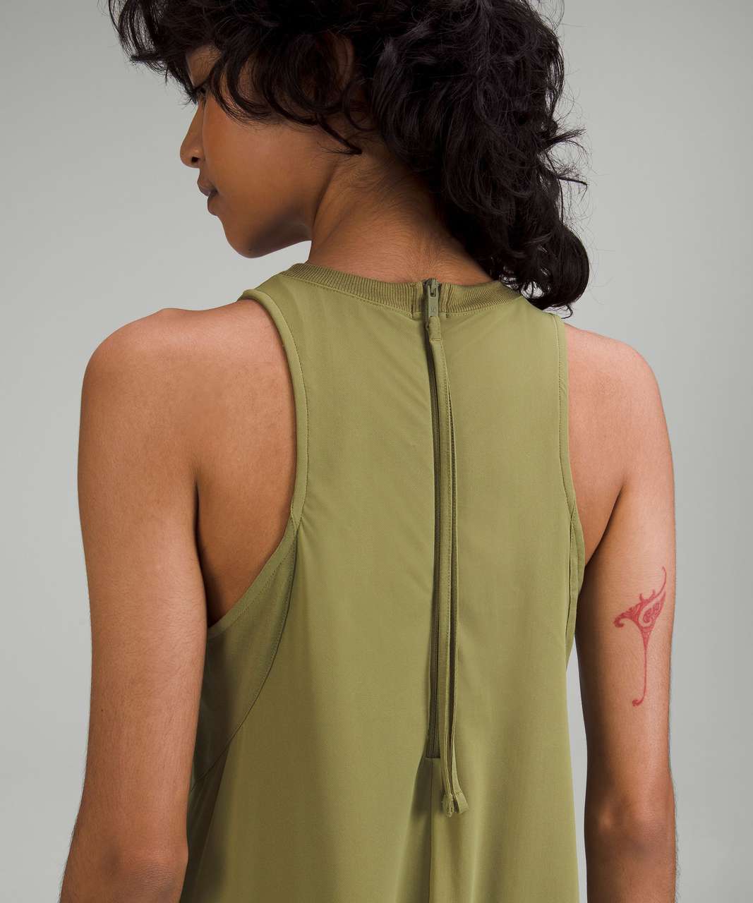 Lululemon Mesh Overlay High-Neck Dress - Bronze Green