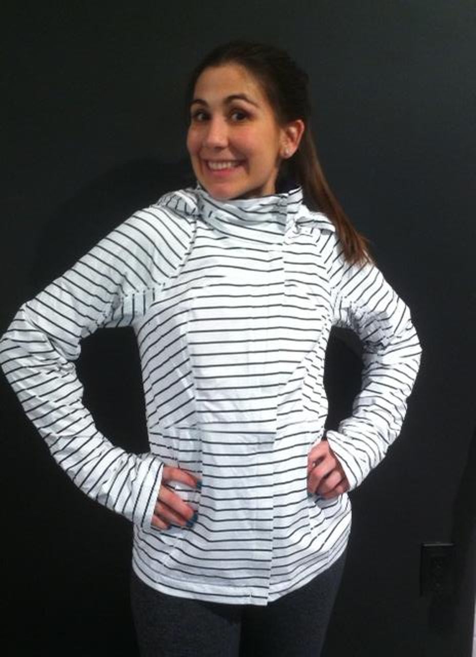 Lululemon Run:  In The Rain Jacket - Quiet Stripe White Deep Indigo