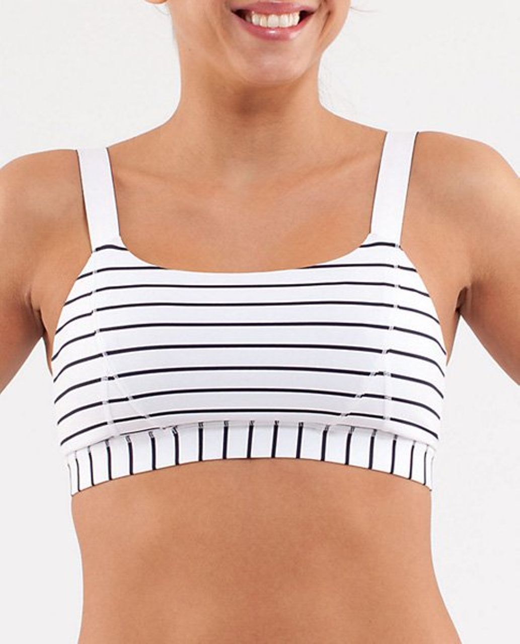 Womens Lululemon size 2 White striped Strappy Sports Bra